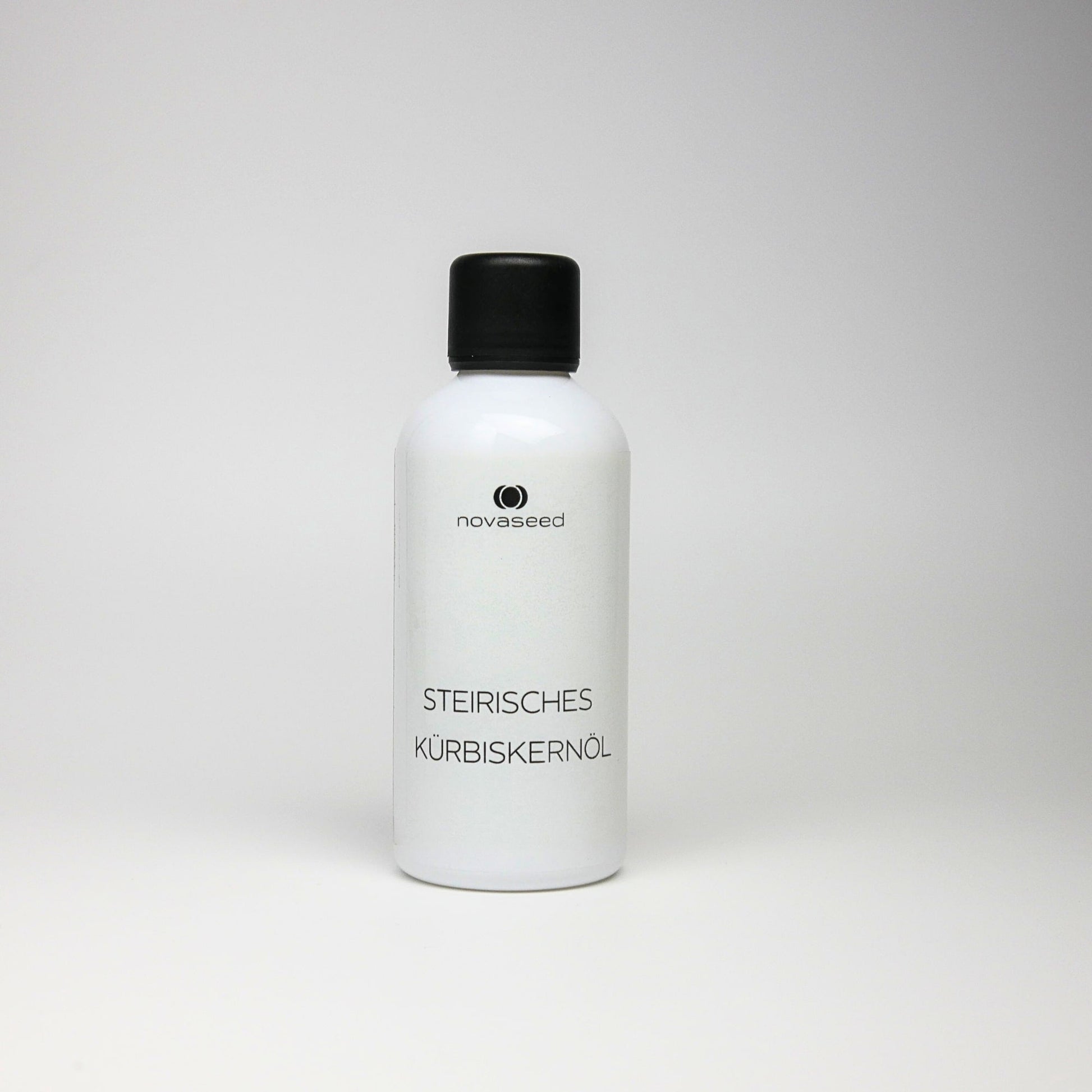 Steirisches Kürbiskernöl g.g.A. – kaltgepresst 0,1 Liter in Glasflasche Ölflasche weiß novaseed