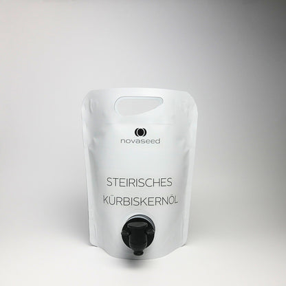 Steirisches Kürbiskernöl g.g.A. – kaltgepresst 1 Liter Pouch im Standbodenbeutel