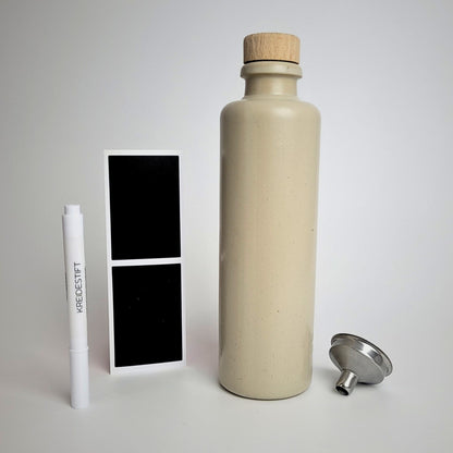 200ml Ölflasche/Essigflasche Keramik - mit Ausgießer, Trichter, Tafeletikett und Kreidestift novaseed