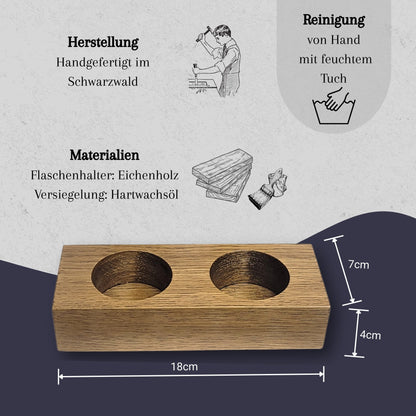 Keramik Ölflaschen Set mit Flaschenhalter aus Holz