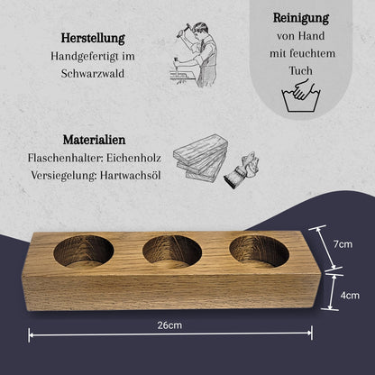 Keramik Ölflaschen Set mit Flaschenhalter aus Holz