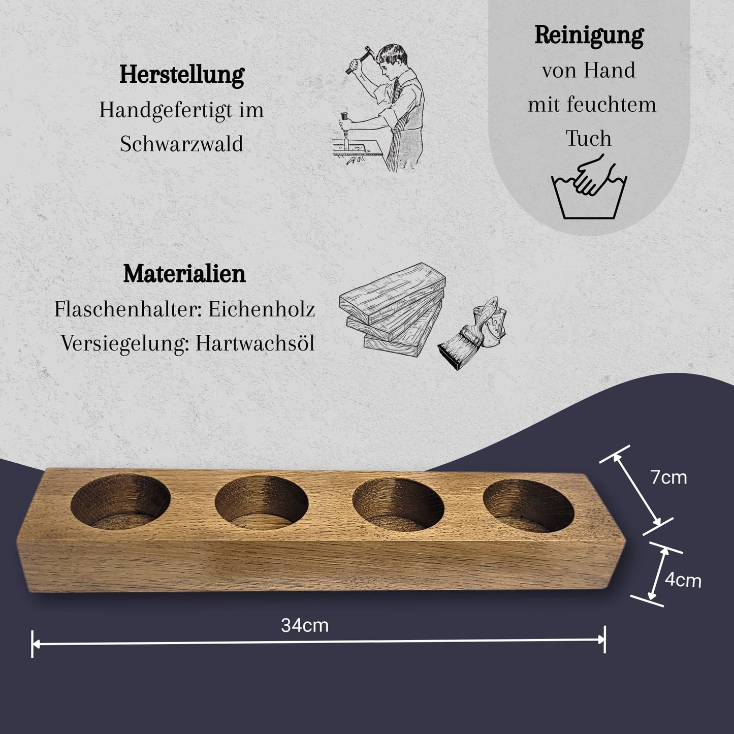 Keramik Ölflaschen Set mit Flaschenhalter aus Holz