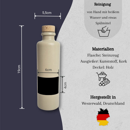 Keramik Ölflaschen Set mit Flaschenhalter aus Holz