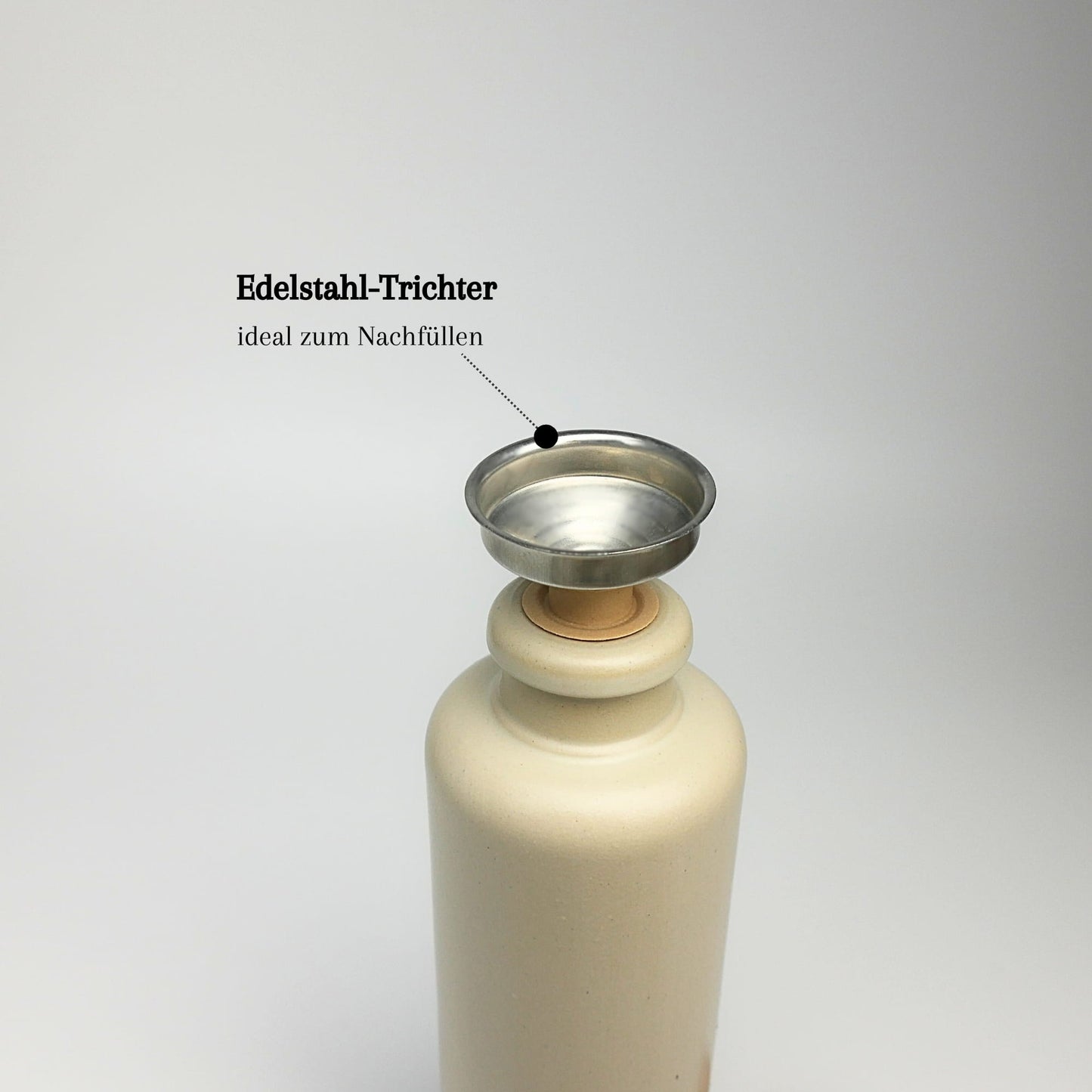 Keramik Ölflaschen Set mit Flaschenhalter aus Holz