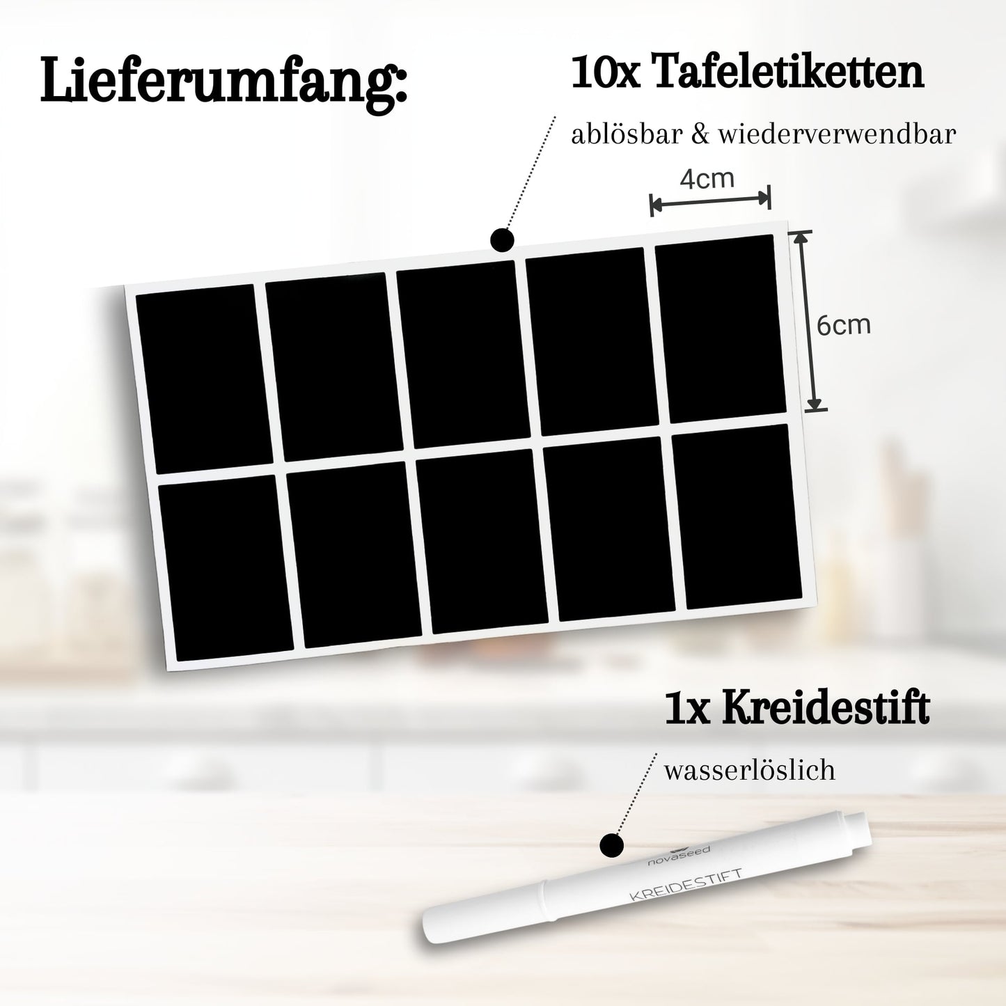 Tafeletiketten selbstklebend mit Kreidestift novaseed