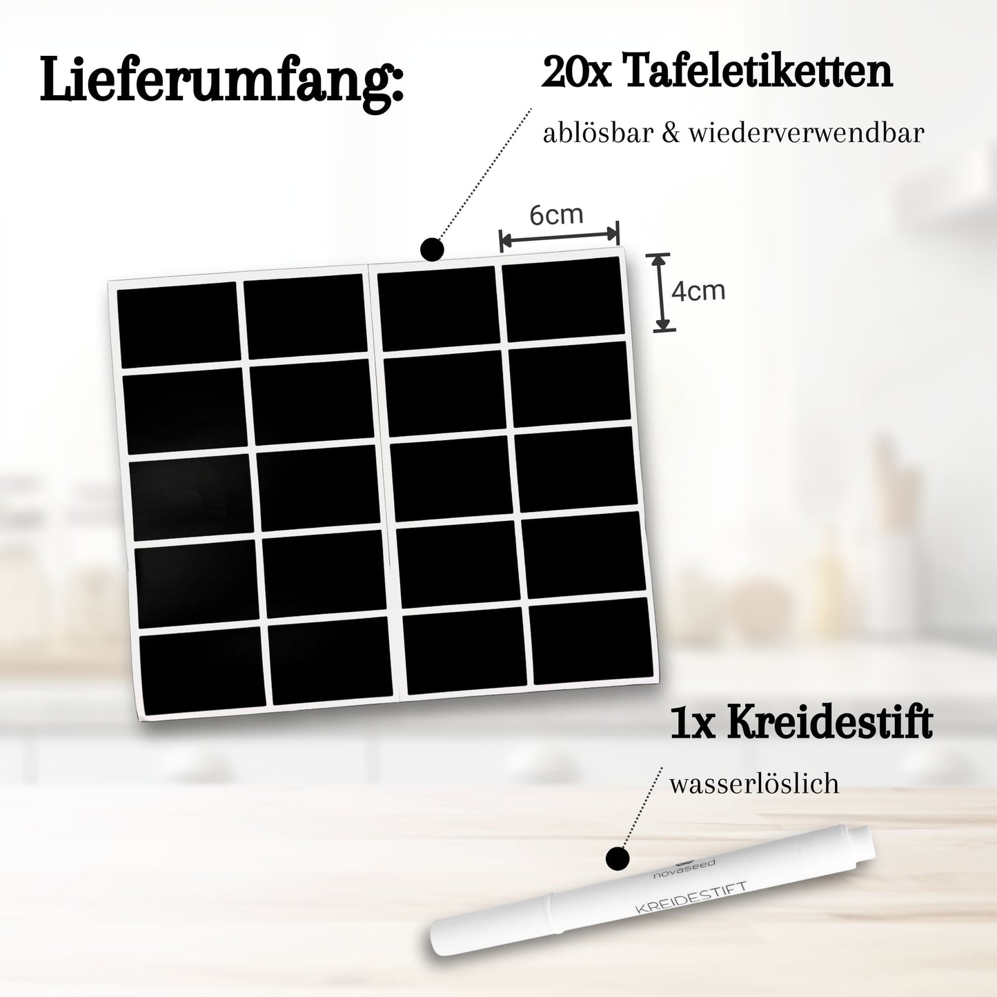 Tafeletiketten selbstklebend mit Kreidestift novaseed