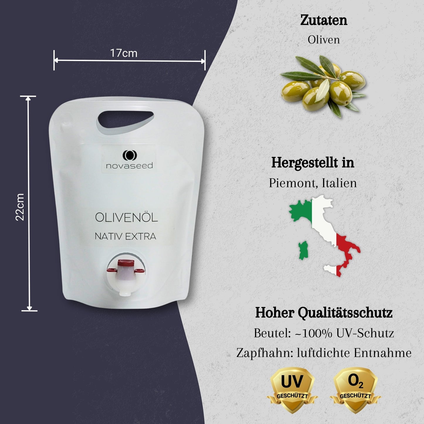 Olivenöl Nativ Extra kaltgepresst - aus Italien