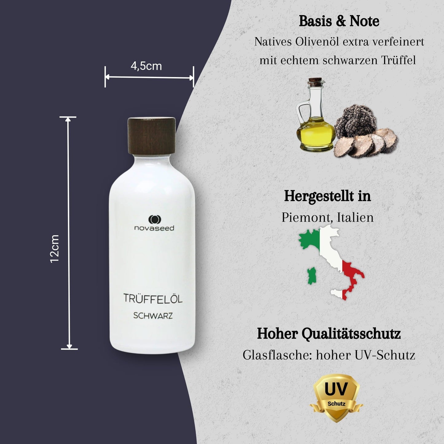 Trüffelöl schwarz - mit echtem Trüffel aus Italien novaseed