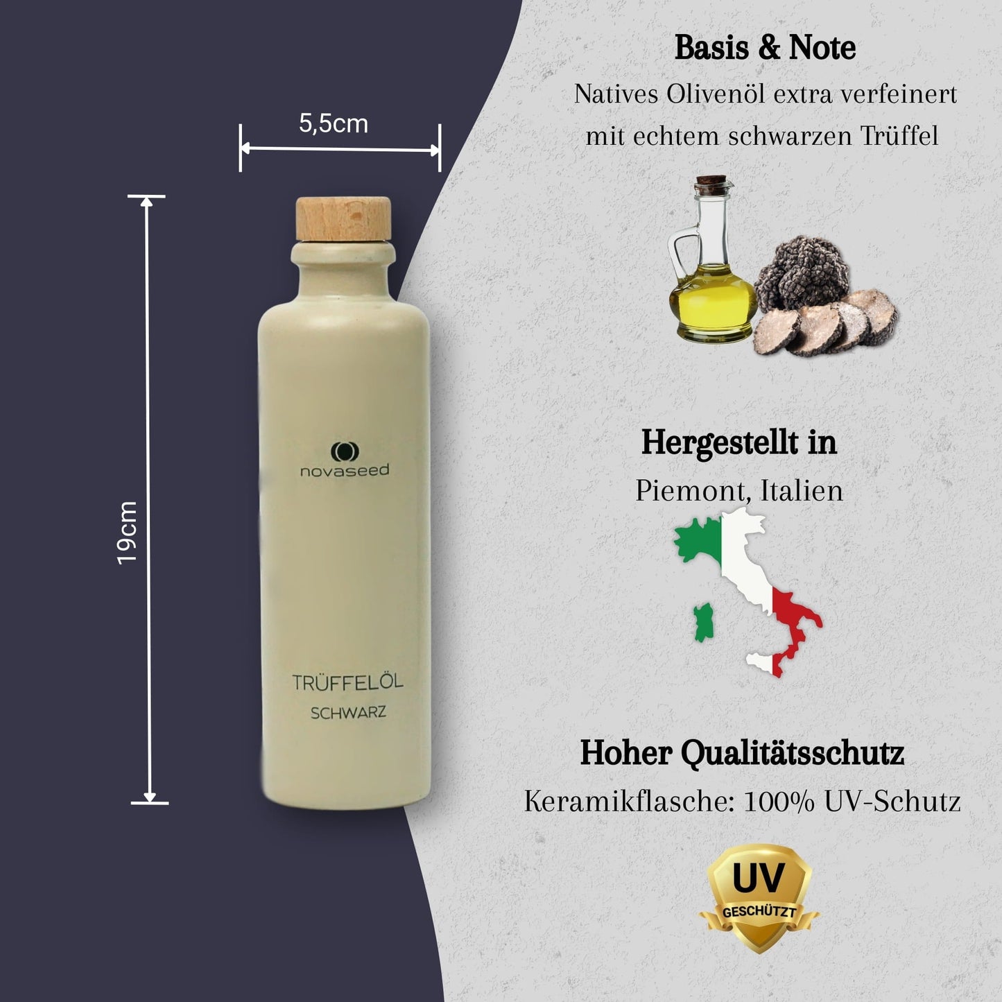 Trüffelöl schwarz - mit echtem Trüffel aus Italien novaseed