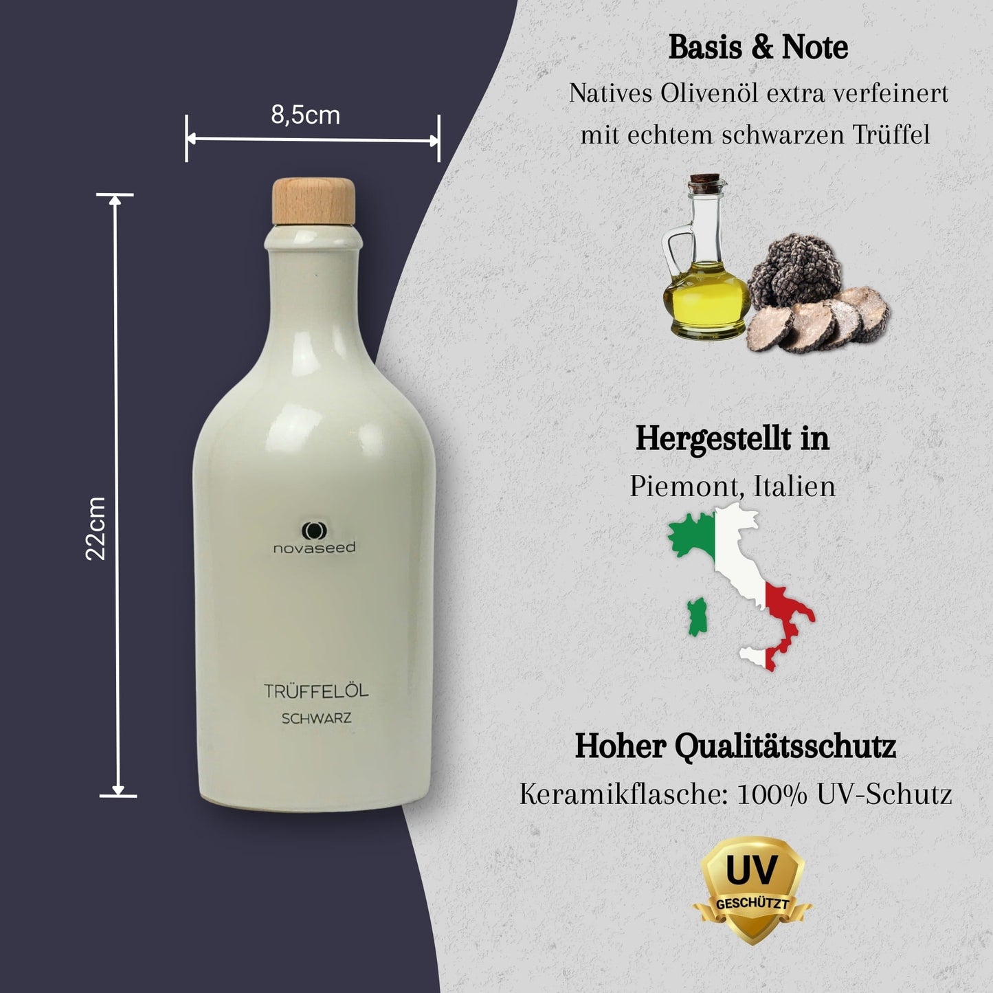 Trüffelöl schwarz - mit echtem Trüffel aus Italien novaseed