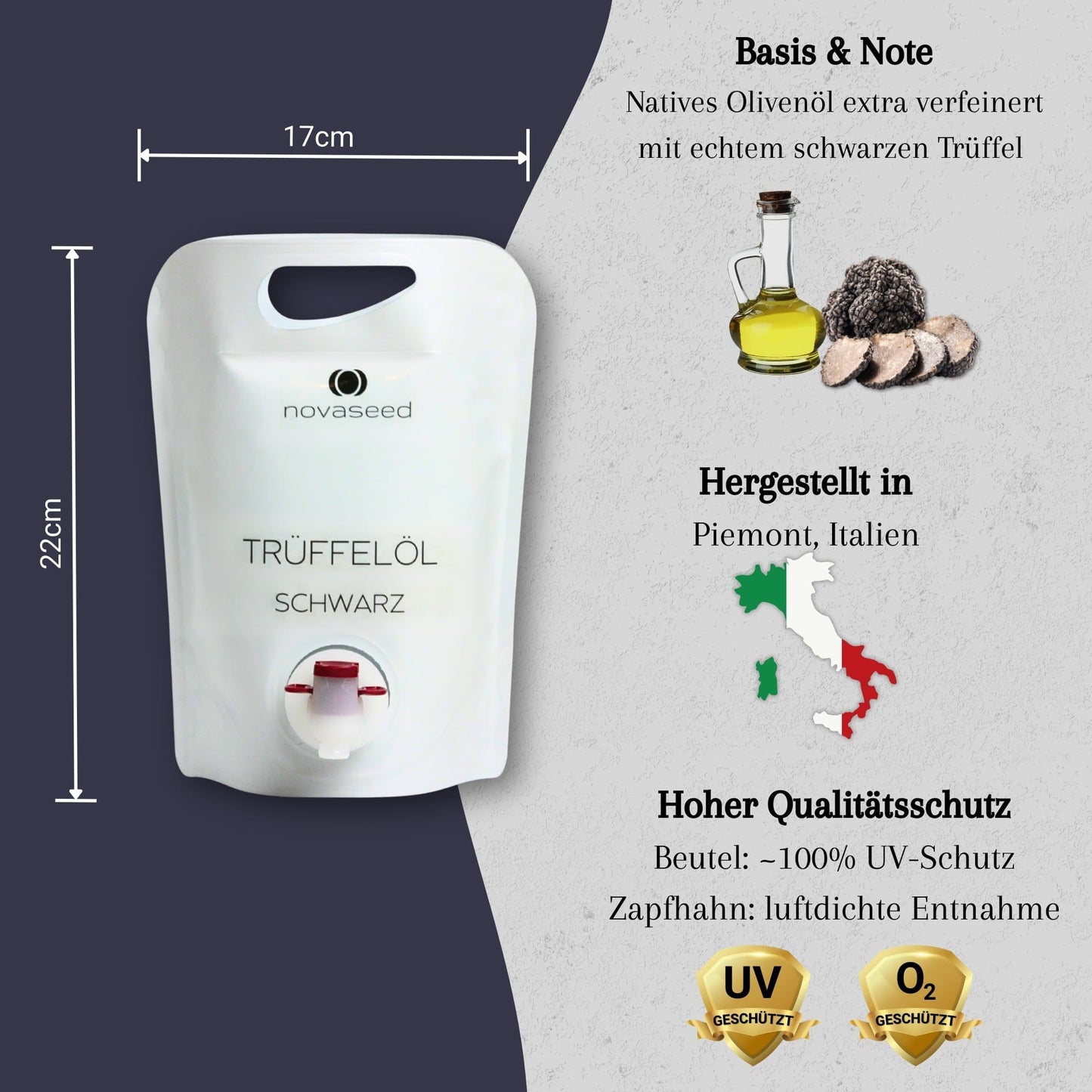 Trüffelöl schwarz - mit echtem Trüffel aus Italien novaseed