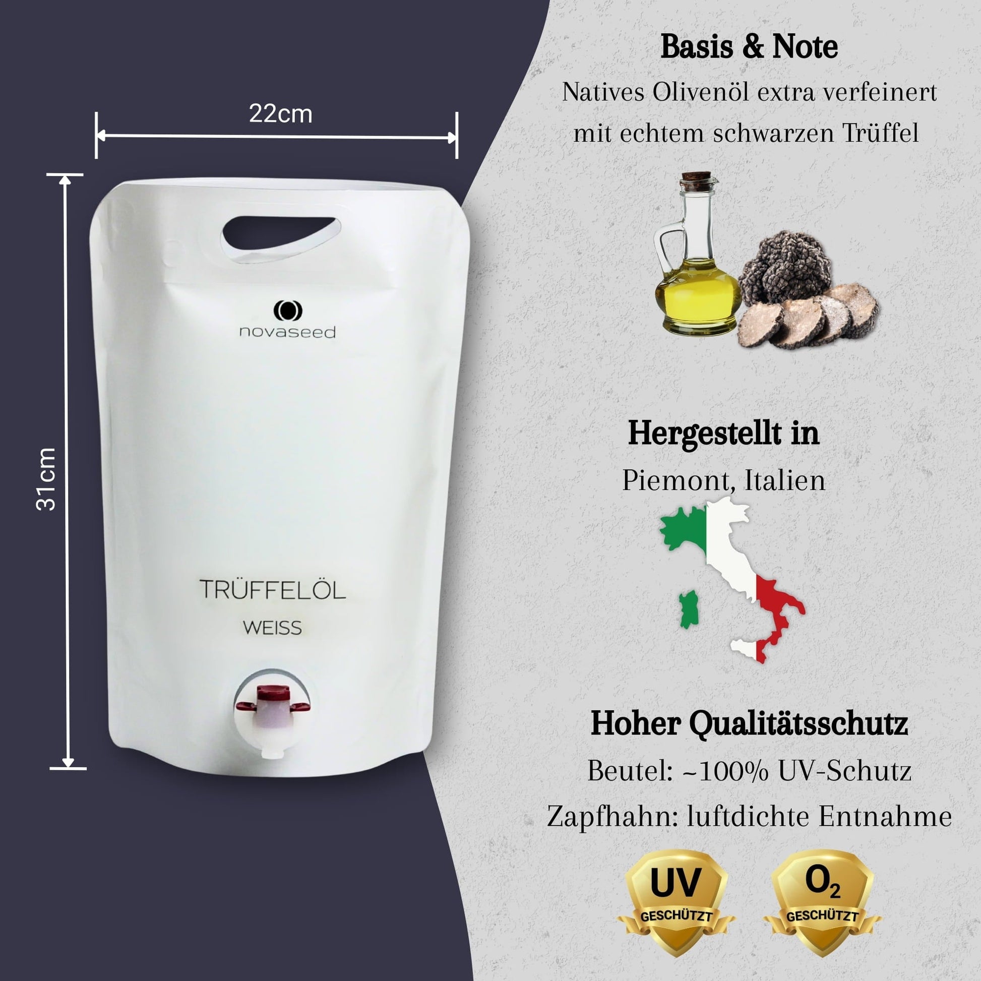 Trüffelöl weiß - mit echtem Trüffel aus Italien novaseed
